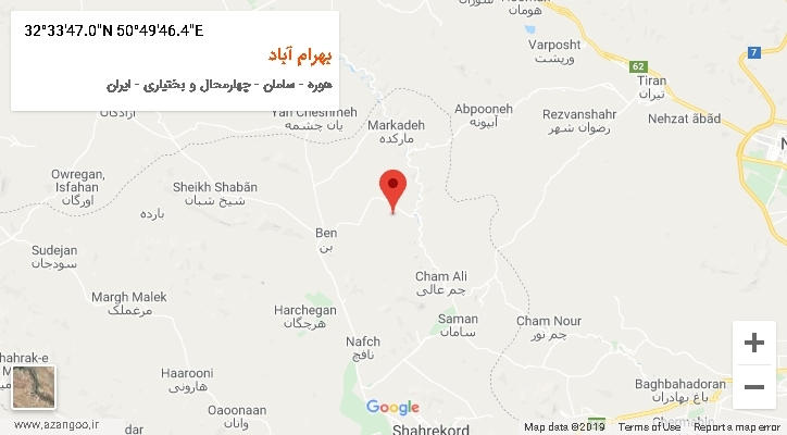 روستای بهرام آباد بر روی نقشه