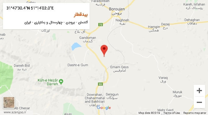 روستای بیدقطار بر روی نقشه