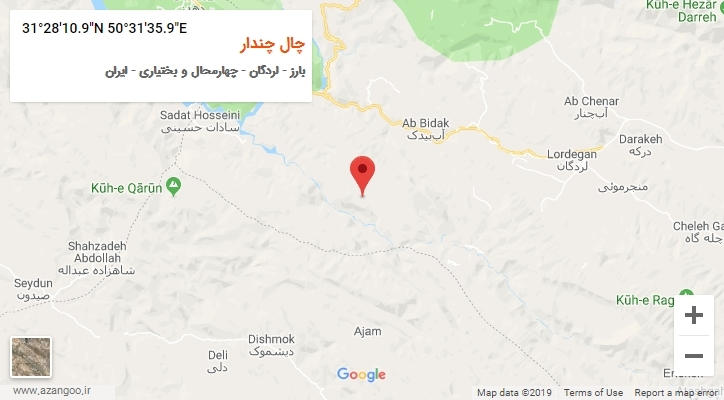 روستای چال چندار بر روی نقشه