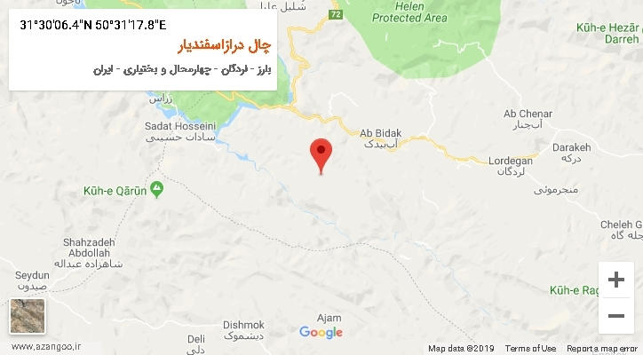 روستای چال درازاسفندیار بر روی نقشه
