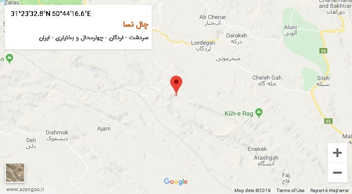 روستای چال نسا بر روی نقشه