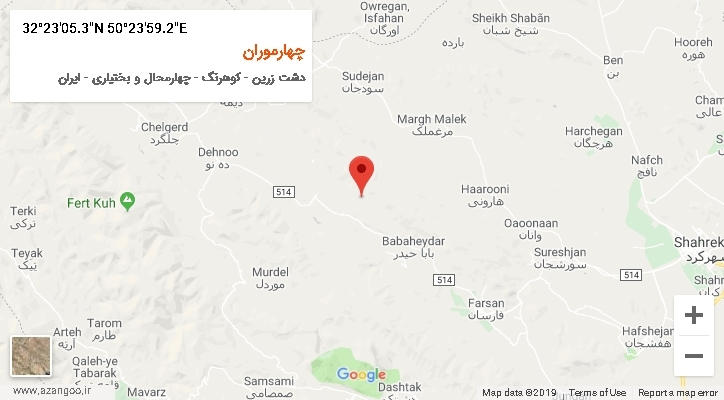 روستای چهارموران بر روی نقشه