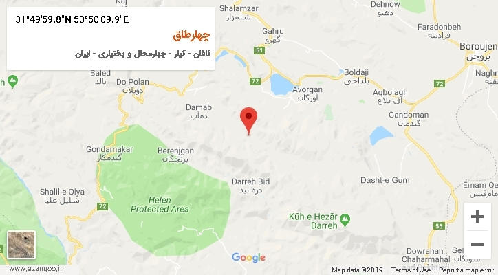 روستای چهارطاق بر روی نقشه