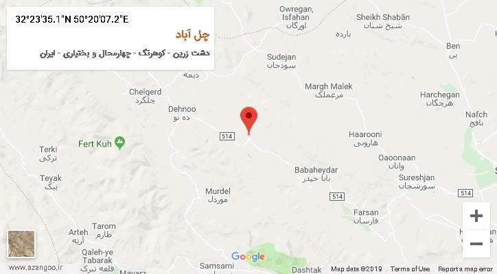 روستای چل آباد بر روی نقشه