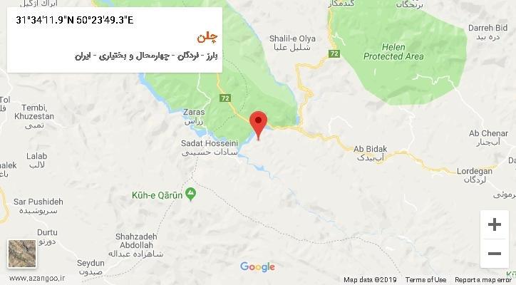 روستای چلن بر روی نقشه