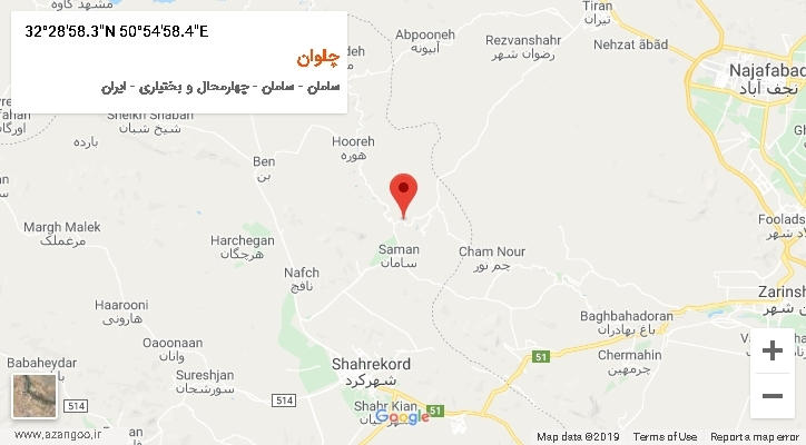 روستای چلوان بر روی نقشه