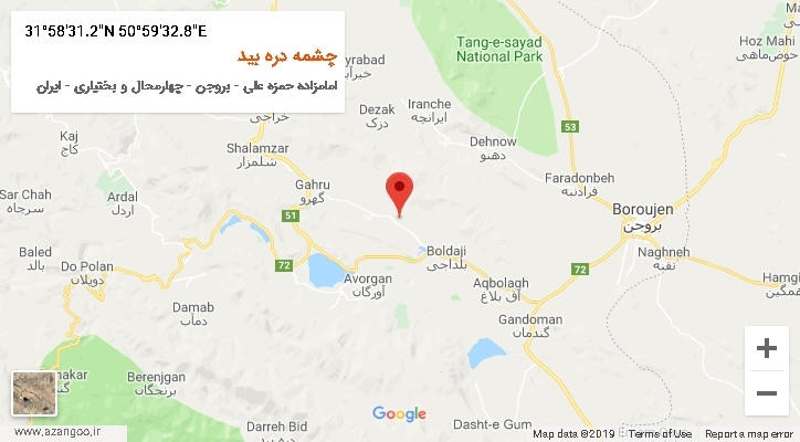 روستای چشمه دره بید بر روی نقشه