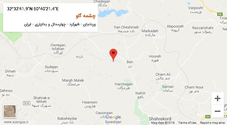 روستای چشمه گاو بر روی نقشه