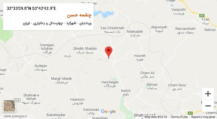 روستای چشمه حسن بر روی نقشه