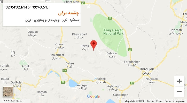 روستای چشمه مرغی بر روی نقشه