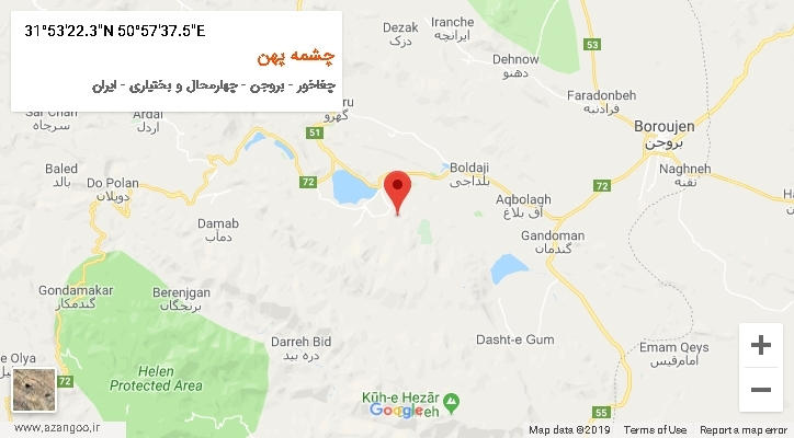 روستای چشمه پهن بر روی نقشه