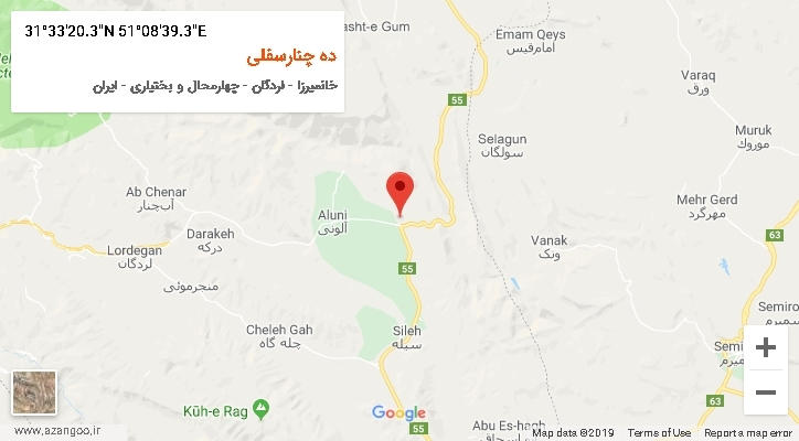 روستای ده چنارسفلی بر روی نقشه