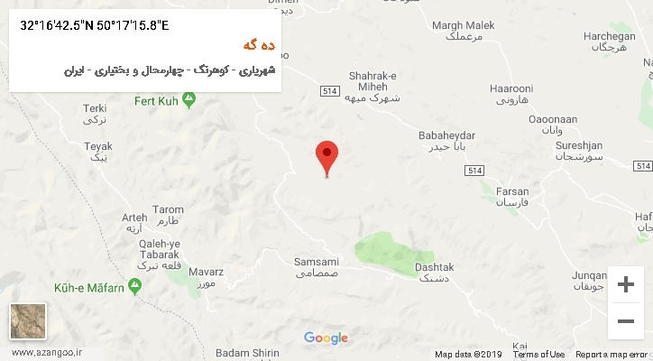 روستای ده گه بر روی نقشه