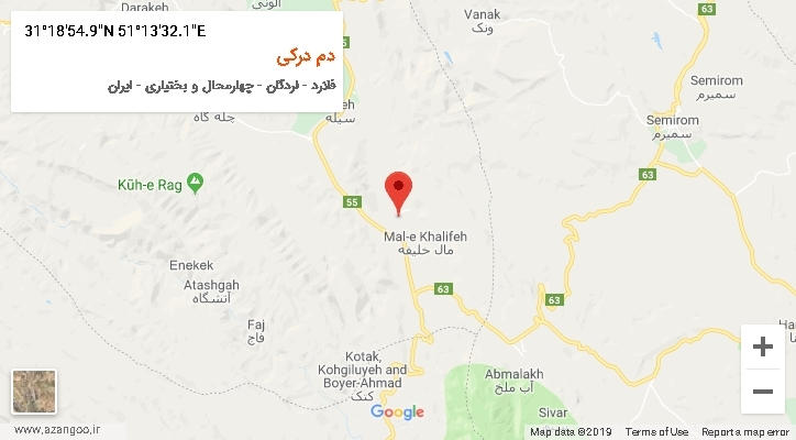 روستای دم درکی بر روی نقشه