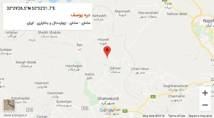 روستای دره یوسف بر روی نقشه