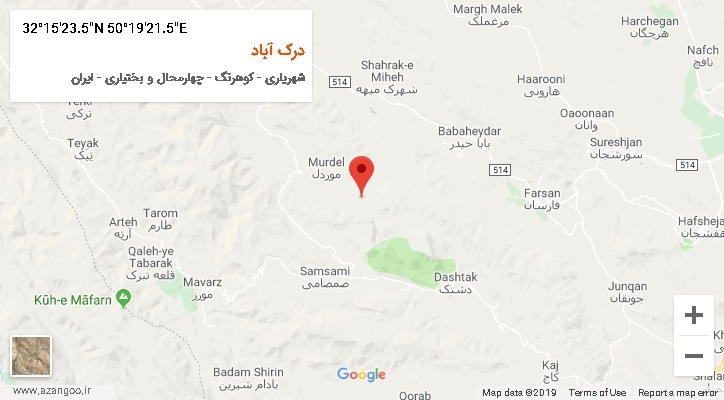 روستای درک آباد بر روی نقشه