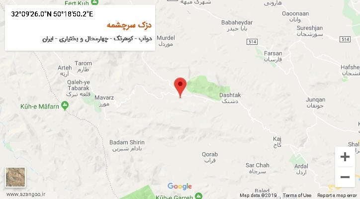 روستای دزک سرچشمه بر روی نقشه