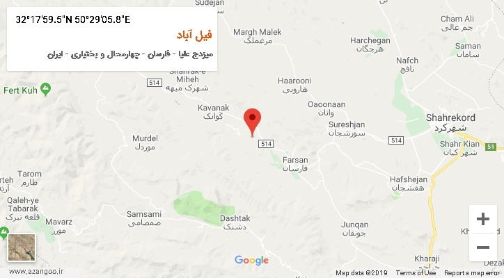 روستای فیل آباد بر روی نقشه