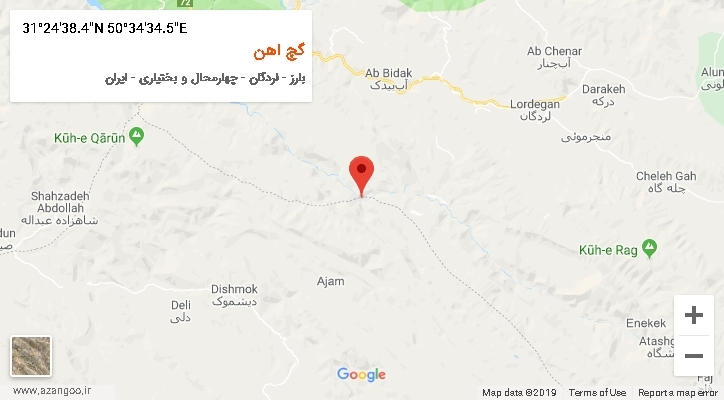 روستای گچ اهن بر روی نقشه