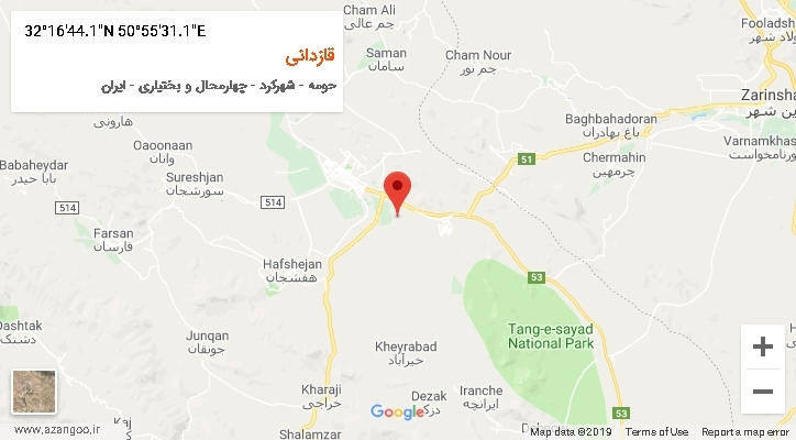 روستای قازدانی بر روی نقشه