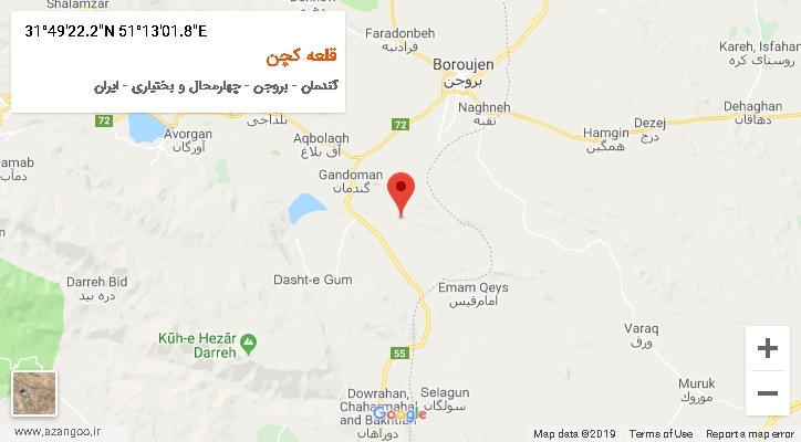 روستای قلعه کچن بر روی نقشه