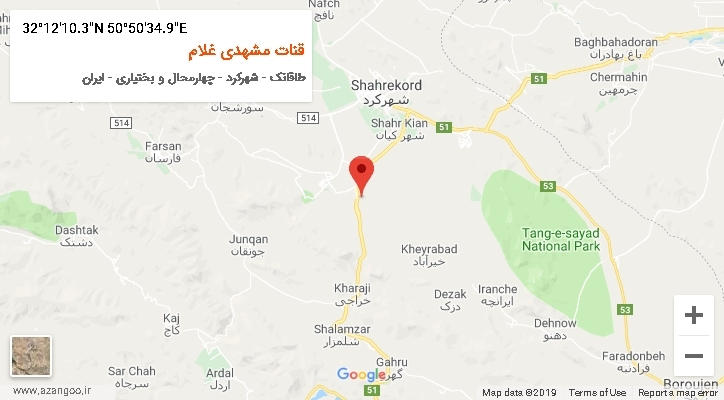 روستای قنات مشهدی غلام بر روی نقشه