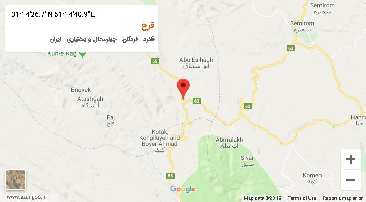 روستای قرح بر روی نقشه