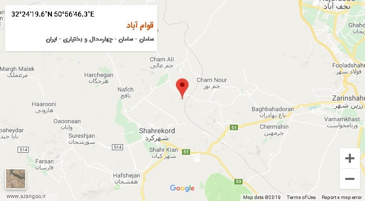 روستای قوام آباد بر روی نقشه