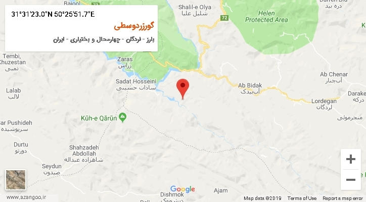 روستای گورزردوسطی بر روی نقشه