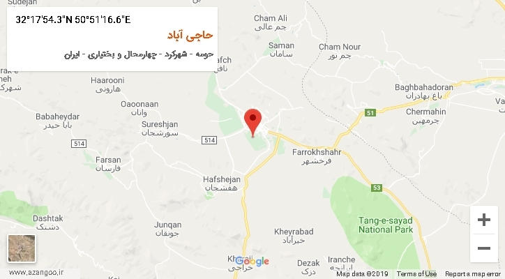 روستای حاجی آباد بر روی نقشه