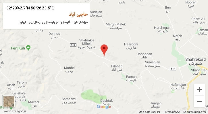 روستای حاجی آباد بر روی نقشه