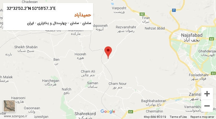 روستای حمیدآباد بر روی نقشه