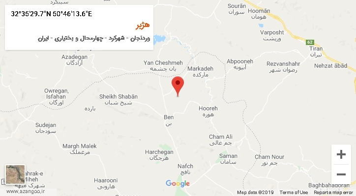 روستای هژبر بر روی نقشه