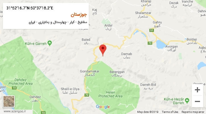 روستای جوزستان بر روی نقشه