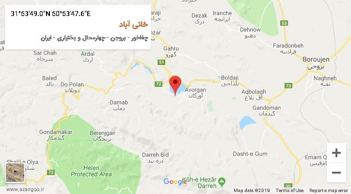 روستای خانی آباد بر روی نقشه