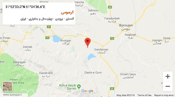 روستای کرسومی بر روی نقشه