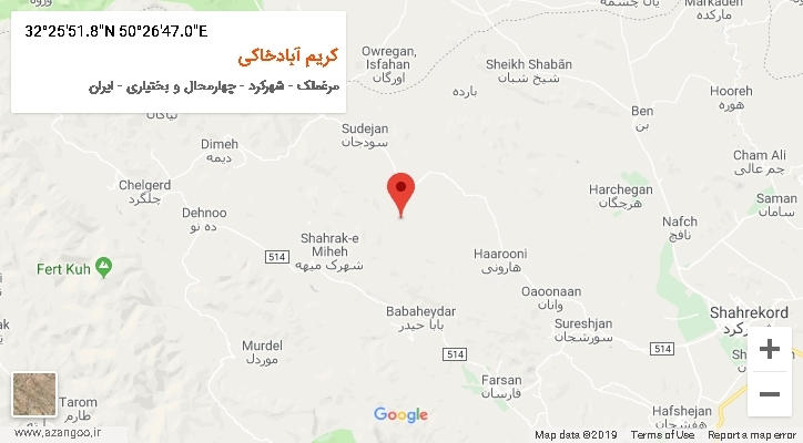 روستای کریم آبادخاکی بر روی نقشه