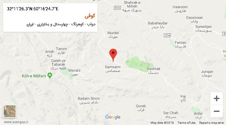 روستای کوفی بر روی نقشه