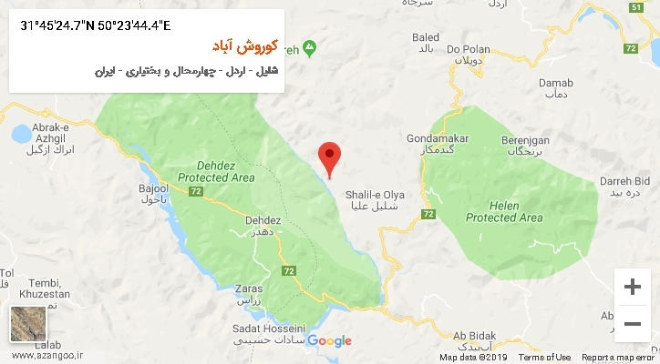 روستای کوروش آباد بر روی نقشه