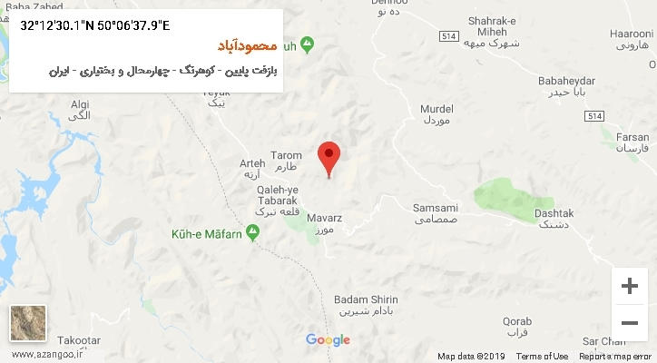روستای محمودآباد بر روی نقشه
