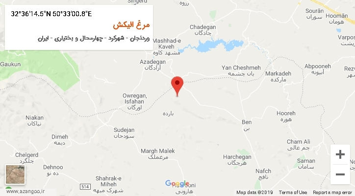 روستای مرغ الیکش بر روی نقشه