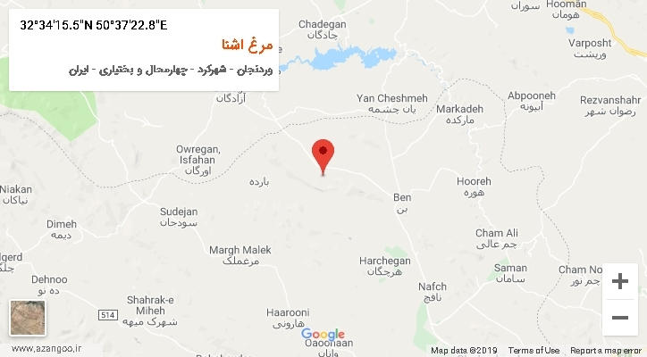 روستای مرغ اشنا بر روی نقشه