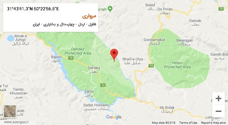 روستای مرواری بر روی نقشه