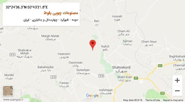 روستای مصنوعات چوبی بلوط بر روی نقشه