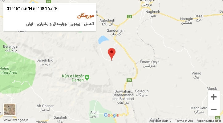 روستای مورچگان بر روی نقشه