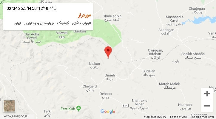 روستای موردراز بر روی نقشه