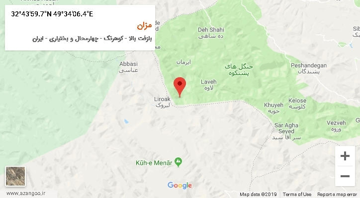 روستای مزان بر روی نقشه