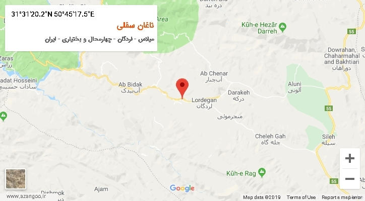 روستای ناغان سفلی بر روی نقشه