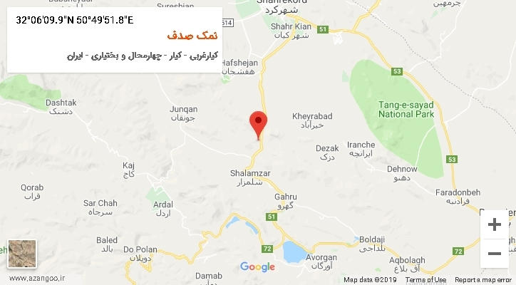 روستای نمک صدف بر روی نقشه