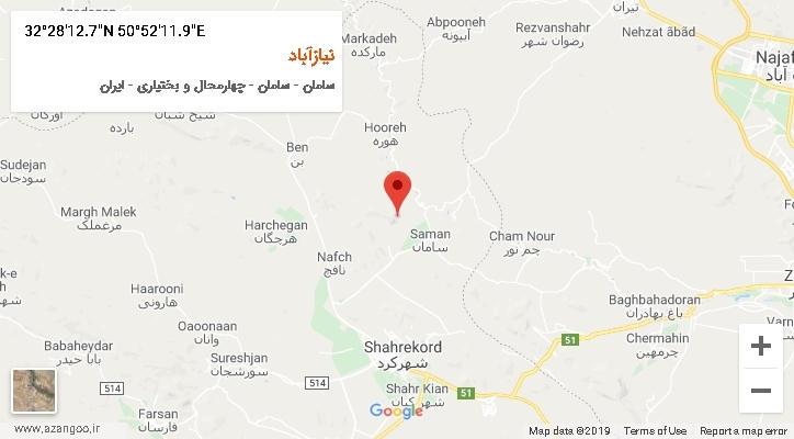 روستای نیازآباد بر روی نقشه
